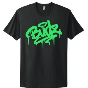 Black T-Shirt with Green Graffiti Print